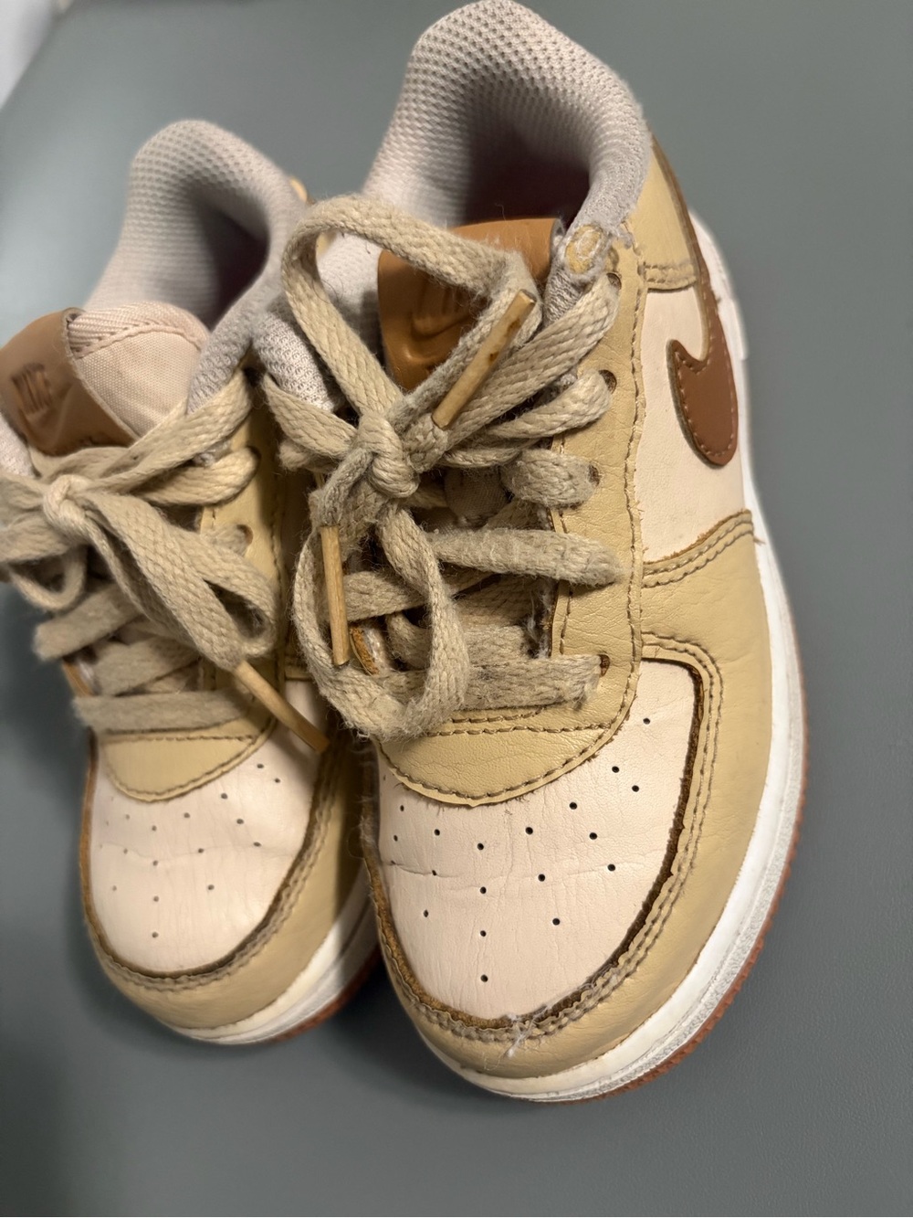 Kids Neutral Beige & Tan Nike Sneakers